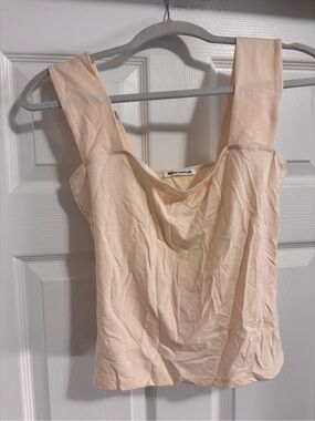 Reformation Beige Square-Neck Tank Top